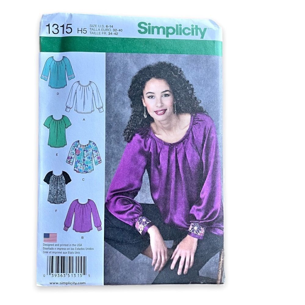 Simplicity Pattern 1315 Misses Pullover Blouse Size 6-14